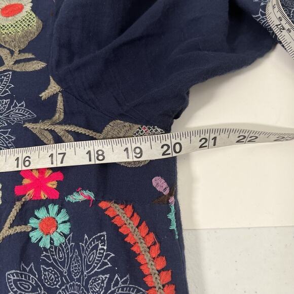 Soft Surroundings Paraiso Tunic Women's M Blue Embroidered Floral Cotton - Picture 13 of 15